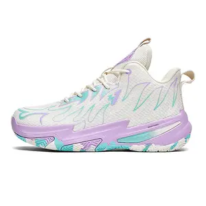 Баскетбольные кроссовки для детей и подростков с амортизацией, износостойкими, дышащими и средним верхом PROTECTCAMEL, Cotton Candy