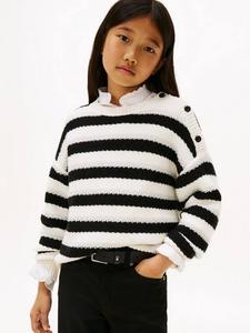 Детский джемпер с металлическими полосками из хлопка Tommy Hilfiger, Ivory Silk