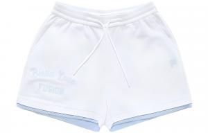 Fila Fusion Спортивные шорты женские, стандартные, белые, средней высоты, имитация двухсекционных шорт