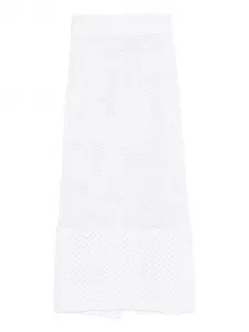 Юбка с сетчатой вязкой и отделкой жемчугом Brandon Maxwell, белый