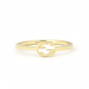 GUCCI 18-каратное желтое золото кольцо с переплетенным узором G