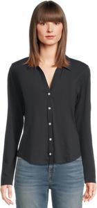 Женская рубашка с разрезным воротником и застежкой на пуговицы Lilla P, Navy