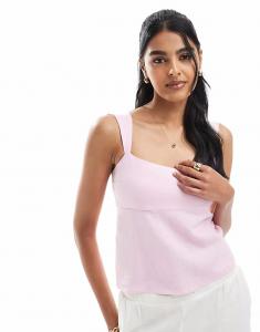 Льняной топ без рукавов Hollister с завязками на спине в пыльно-розовом цвете