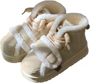 Женские зимние ботинки из искусственного меха на низкой платформе, плюшевые и теплые, с мягким мехом, платформой 1,3 дюйма, стиль Y2K, милые GBGRHM, Beige