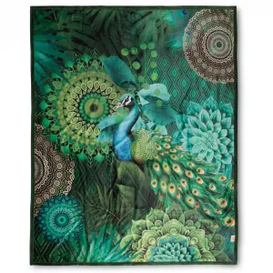 Плед Agatha, мягкий, уютный, 130x160 см, с двумя сторонами, мандала, павлин, зеленый Hip, зеленый