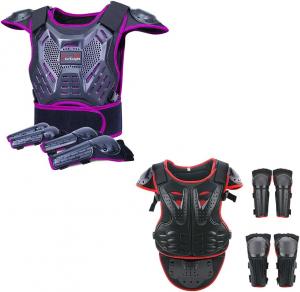 Комплект детской защитной мотоциклетной экипировки StarknightMT, красный и фиолетовый., red