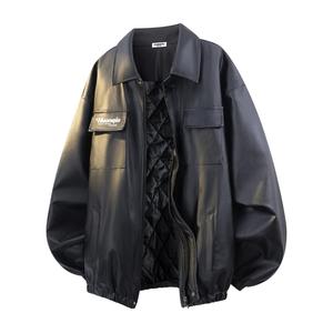 Кожаная куртка Unisex Lapel Moderate HUANQIU, черный upgraded padded