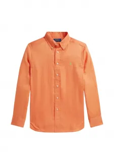 Льняная рубашка с логотипом Pony POLO RALPH LAUREN KIDS, красный