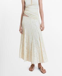 Женская длинная кружевная юбка MANGO, Ecru