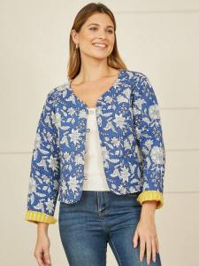 Двусторонняя стеганая куртка с цветочным рисунком Yumi, синий