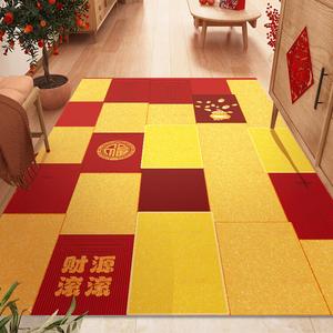 Budis Ковер 100х140 см для прихожей в стиле Китайского Нового года, Waterproof, Non-Slip, PVC Leather, Washable