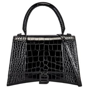 Balenciaga Часовая кожаная сумка через плечо среднего размера для женщин черная