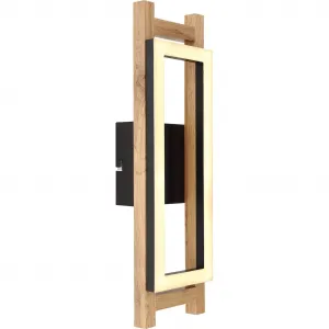 Светильник LED настенный ILLA LED-модуль теплый белый, настенный светильник/черный/MDF темно-коричневый/ШxВ: 135x450 мм Globo Lighting, черный