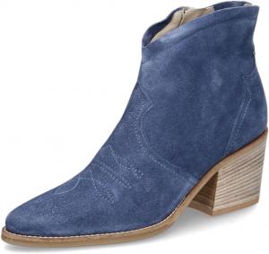 Женские ретро-ботильоны FOWT с вышивкой, низкий каблук, носок заостренный, боковая молния, ковбойский стиль, повседневные короткие ботинки, размер 4-16 US, Blue