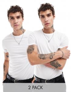 Набор из двух белых футболок с круглым вырезом ASOS DESIGN