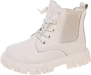 Детские боевые ботинки на шнуровке с боковой молнией, сапоги для верховой езды, классические походные сапоги из искусственной кожи, водонепроницаемые, для активного отдыха и повседневной носки Generic, 2A-White