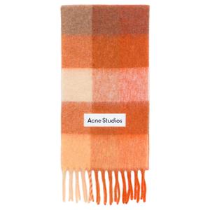 Клетчатый шарф с бахромой Acne Studios, bright оранжевый/белый/априкот