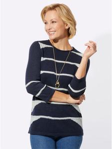 Свитер с круглым вырезом в темно-синем и бежевом узорах WITT WEIDEN