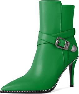 Ботильоны Zamikoo для женщин, высокие каблуки-стилеты, заостренный носок, украшены бусинами, осенние короткие ботинки с пряжкой, перекрестным ремешком и боковой молнией