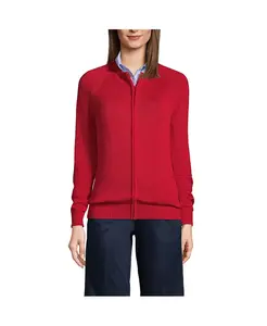 Женский кардиган на молнии из хлопка и модала Lands' End, красный