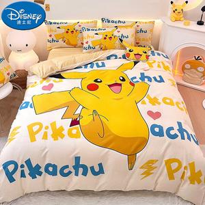 Disney Комплект постельного белья 1,8 м, 4 предмета, простыня на резинке, 200x230 см, хлопок, принт Letter Pikachu
