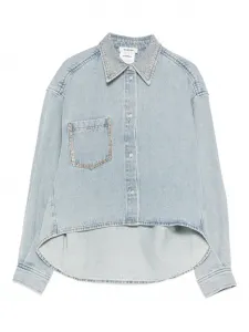 Рубашка асимметричного кроя со стразами SANDRO, синий
