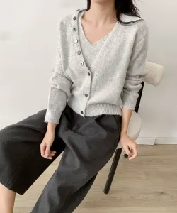 Пушистый вязаный кардиган с комплектом из майки Aimoha - Select -, цвет Light Gray