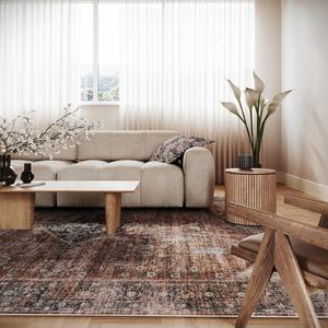 Ковер nuLOOM, 153 x 244 см,  Orielle Medallion для гостиной, спальни и столовой, цвет Rust, можно стирать в стиральной машине