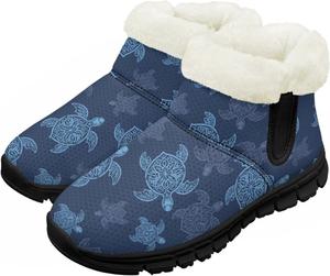 Детские зимние сапоги теплые водонепроницаемые снежные сапожки с меховой подкладкой для мальчиков и девочек, малыш/маленький ребенок/старший ребенок Pzuqiu, Blue Turtle