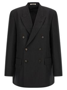 Длинный блейзер в тонкую полоску Auralee, серый