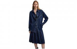 ELLE Рубашка женская Denim Blue с заостренным воротником Moderate Others