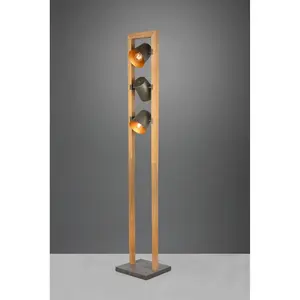 Торшер TRIO Leuchten Bell E14 1 шт. Теплый белый, 3 плафона с абажурами в форме колокольчиков, комбинация дерева и антикварного никеля Trio Leuchten, Nickelfarben