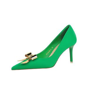 BIGTREE Зеленые женские туфли на тонком каблуке, цвет Green
