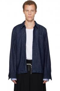 Dries Van Noten Темно-Синяя джинсовая рубашка на молнии