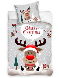 Комплект постельного белья Рождество - Олени серого цвета termana Traum&Trend, 135 x 200 + 80 x 80 см