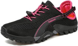Мужские водонепроницаемые кроссовки для походов, для прогулок по тропам и речного туризма, быстро сохнущие амфибийные обувь для рыбалки, пляжа, плавания и повседневной носки Qacksv, розовый
