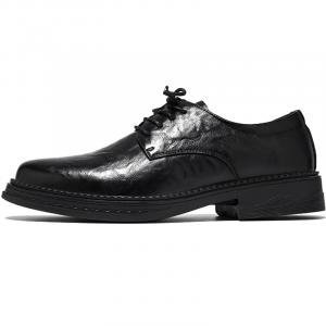 Повседневные кожаные туфли мужские низкие черные/коричневые SHUPATE, черные увеличивающие рост