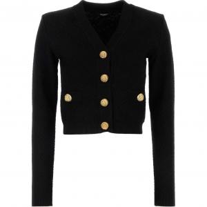 Кардиган с V-образным вырезом на пуговицах BALMAIN, черный