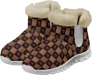 Зимние ботинки chaqlin Snow, утепленные на щиколотку, с мягкой фланелевой подкладкой и плюшевым мехом, женские с плоским каблуком, легкие, удобные для повседневной носки, работы на улице и походов, Coffee Bean Grid Splicing