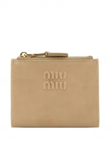 Розовый кожаный кошелек Miu Miu, бежевый