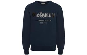 Свитшот с принтом логотипа и спущенным плечом Alexander McQueen, синий