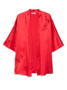Шелковый халат с кружевом Calais-Caudry Carine Gilson, красный