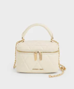 Стеганая косметичка Arwen с верхней ручкой Charles & Keith, цвет Cream