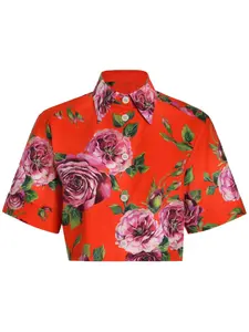 Рубашка с цветочным принтом DOLCE & GABBANA, красный