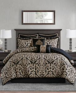 Комплект постельного белья Odette Jacquard, 8 предметов, размер Queen Madison Park, Black
