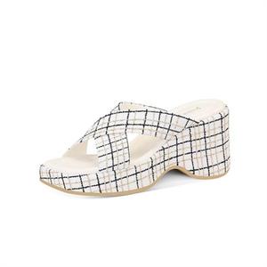 JESSICA SOPHIA Полиуретановые шлепанцы-слипоны женские черные и экрю, цвет Ecru