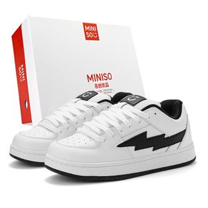 MINISO Лайтнинг М серия лоу топ скейтборд кроссовки унисекс белый микс черный, цвет White Mixed Black