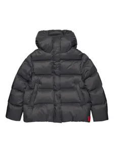 Пуховик с капюшоном MAX&Co. Kids, черный