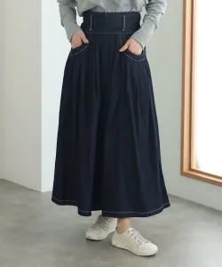 Джинсовая юбка-клеш с заправленными штанинами Pourvous, цвет One-Wash Navy