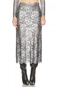 Кружевная миди-юбка Rabanne, Black & Silver